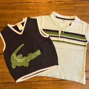 Gymboree 2T Alligator Sweater Vest and Polo